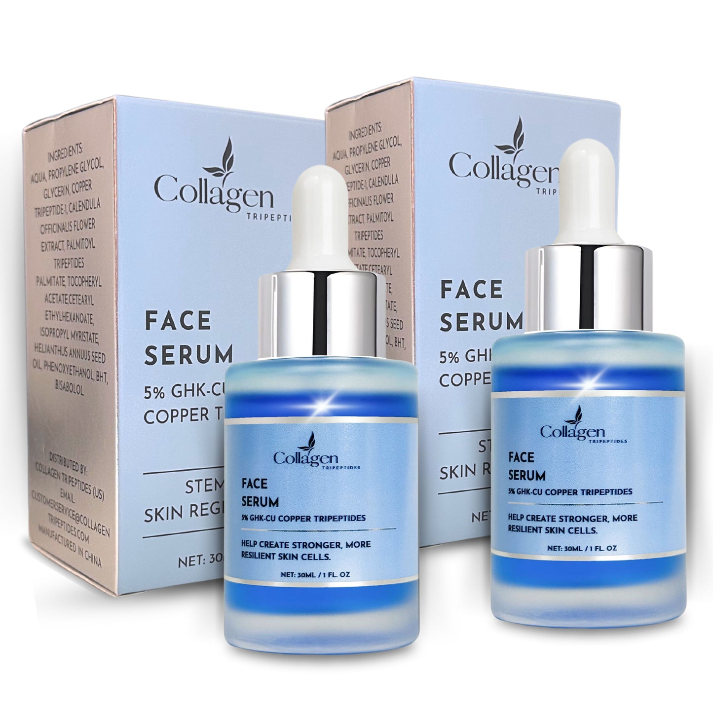 Copper Tripeptide with Palmitoyl Tripeptides Face and Neck Tightening Serum - 2pk