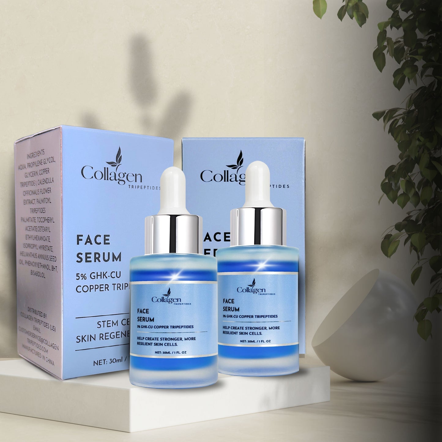 Copper Tripeptide with Palmitoyl Tripeptides Face and Neck Tightening Serum - 2pk