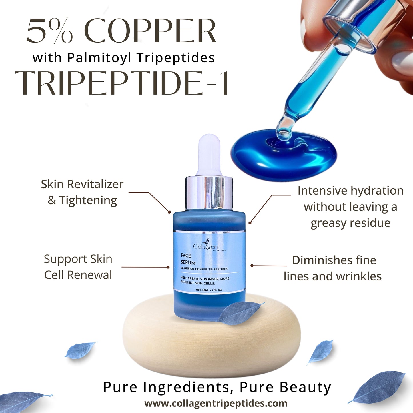 Copper Tripeptide with Palmitoyl Tripeptides Face and Neck Tightening Serum - 2pk