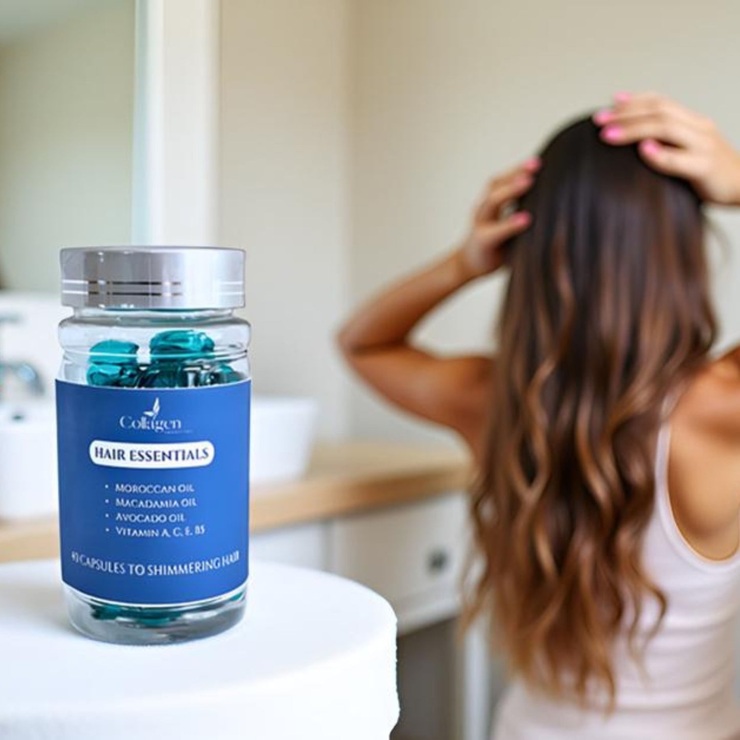 Hair Treatment Capsule Oils - Vitamins A, C, E, B5, GHK-Cu Copper Tripeptide - No Rinse