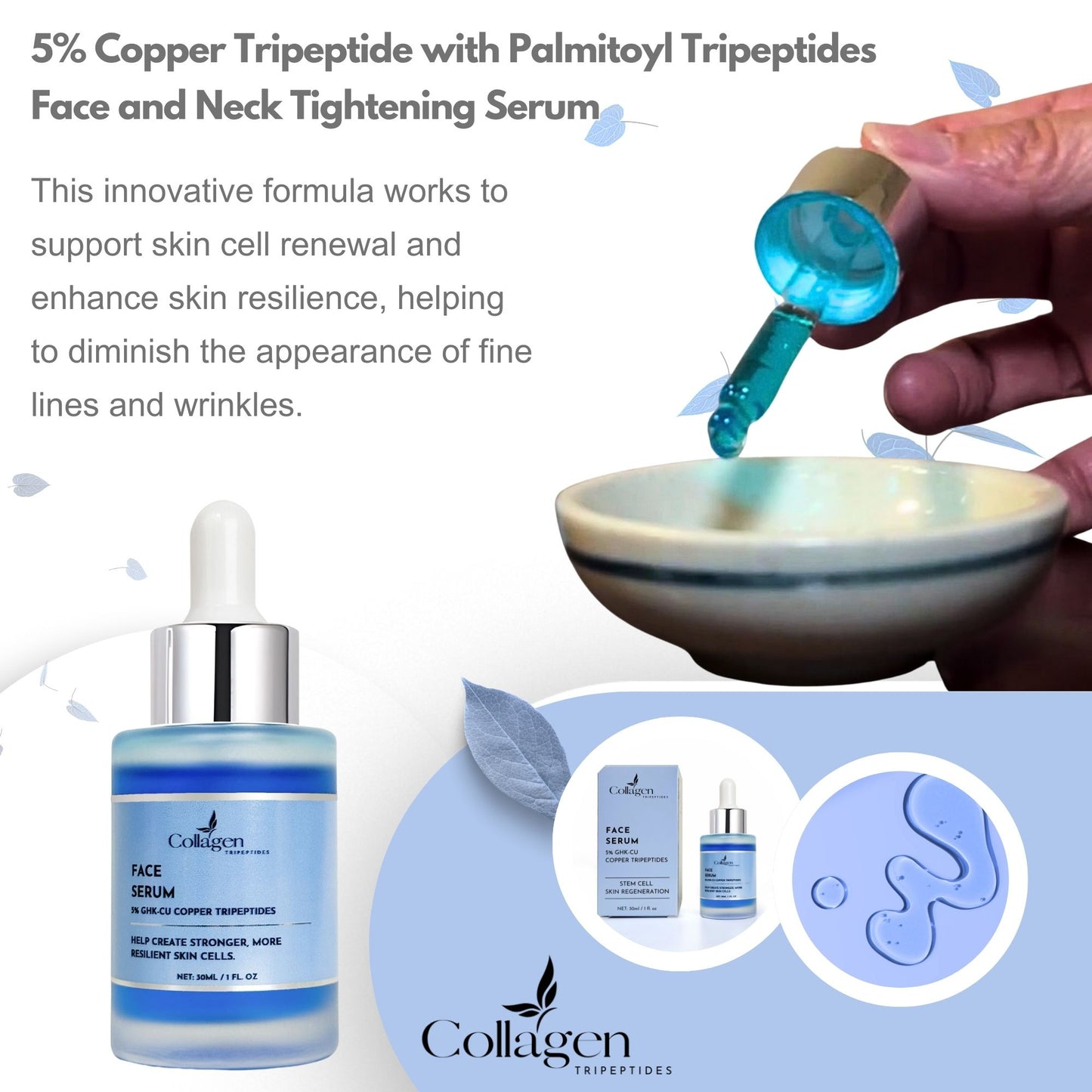 Copper Tripeptide with Palmitoyl Tripeptides Face and Neck Tightening Serum