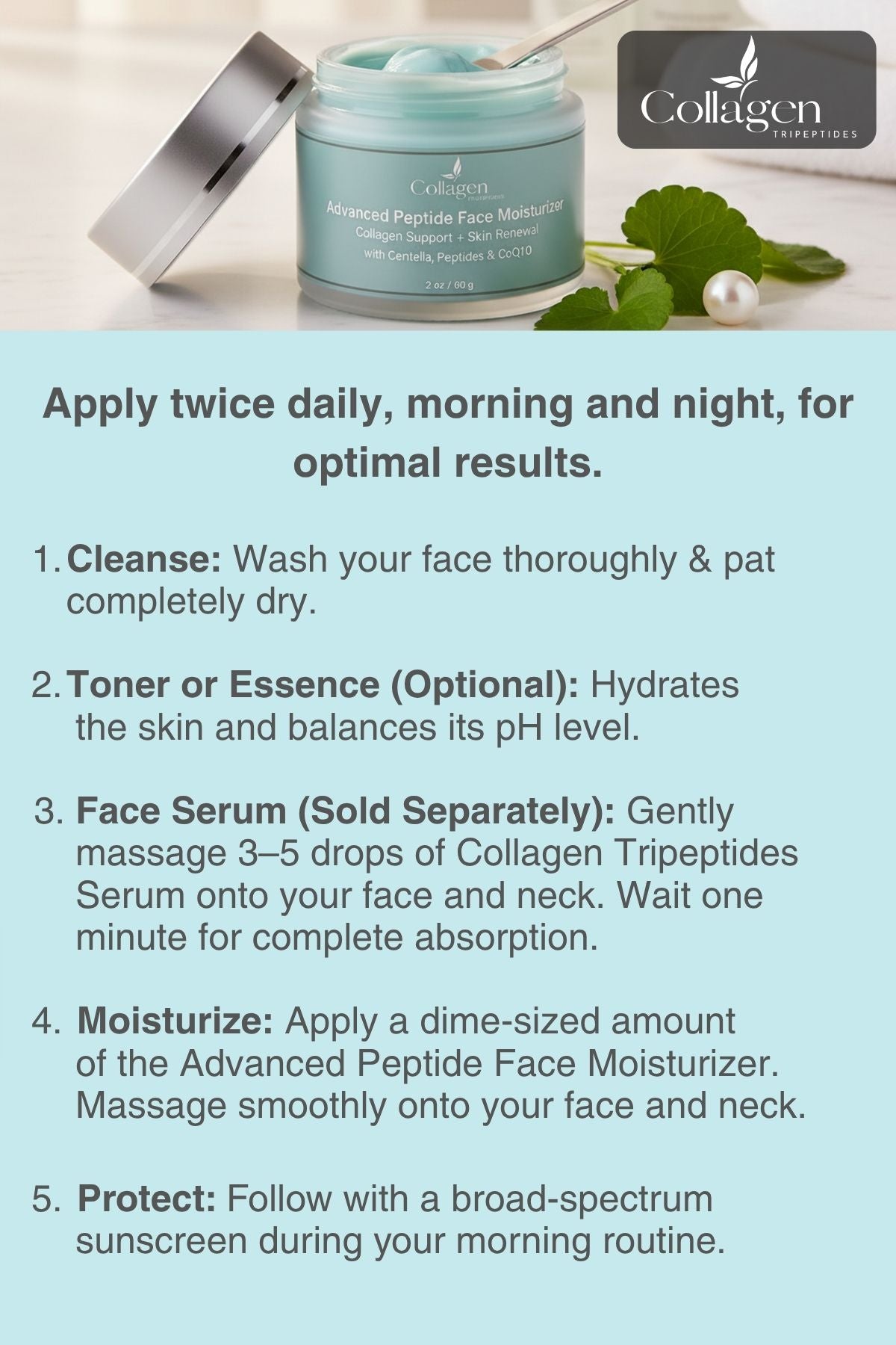 NEW - GHK-Cu Face Cream with CoQ10, Centella Asiatica, Hydrolyzed Collagen, Age-Defying Moisturizer