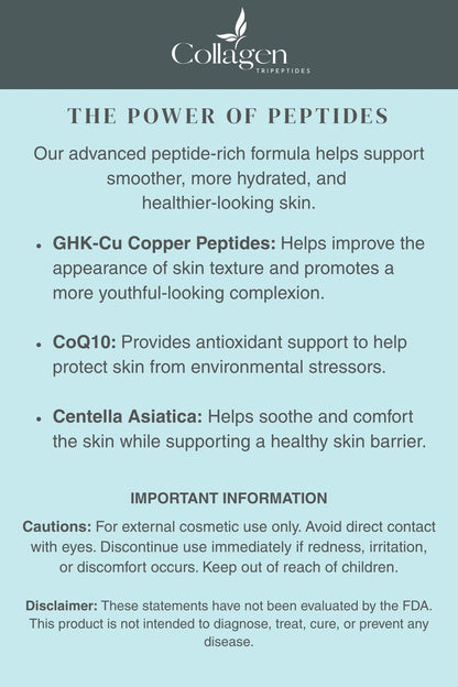 NEW - GHK-Cu Face Cream with CoQ10, Centella Asiatica, Hydrolyzed Collagen, Age-Defying Moisturizer