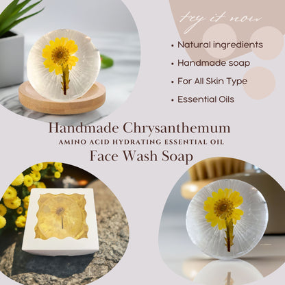 Collagen Face Wash Chrysanthemum Soap Amino Acid Essential Oils Bamboo Soap Dish