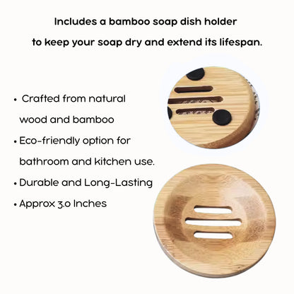 Collagen Face Wash Flowering Plant Soap Amino Acid Essential Oils Bamboo Soap Dish Set of 2