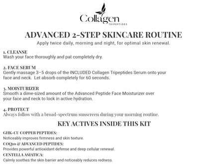 Collagen Tripeptides Anti-Aging System - 5% GHK-Cu Serum & Advanced Peptides CoQ10 Moisturizer Duo