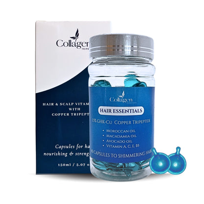 Hair Treatment Capsule Oils - Vitamins A, C, E, B5, GHK-Cu Copper Tripeptide - No Rinse