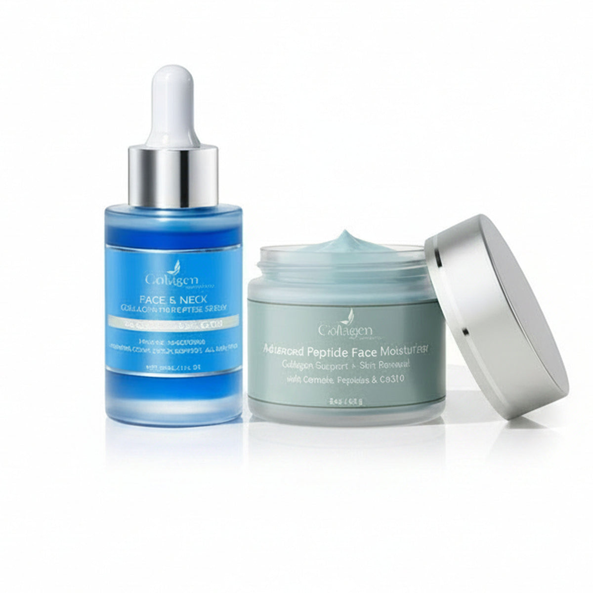 Collagen Tripeptides Anti-Aging System - 5% GHK-Cu Serum & Advanced Peptides CoQ10 Moisturizer Duo